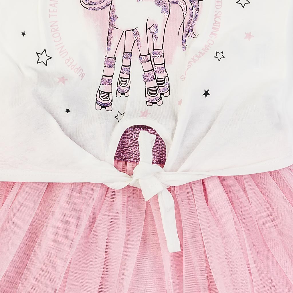 Παιδικό σετ Κοντομάνικη μπλούζα με Φούστα  Bupper Unicorn Team  Ροζ