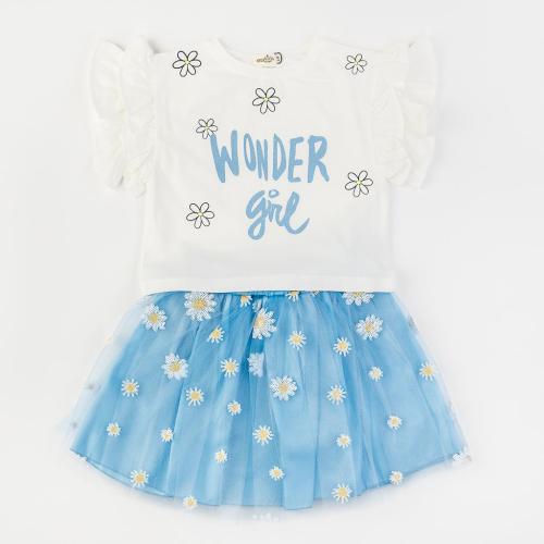 Παιδικό σετ Κοντομάνικη μπλούζα με Φούστα  Eray Kids Wonder Girl. Син