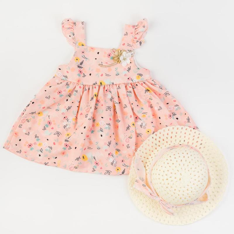 Childrens clothing set Dress and hat  Baby Lux   Peach Summer  Peach