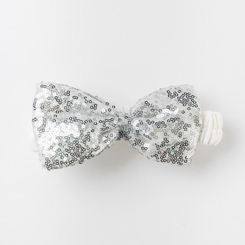 Baby hair band with a ribbon  MRV accessories  sequins  Silver