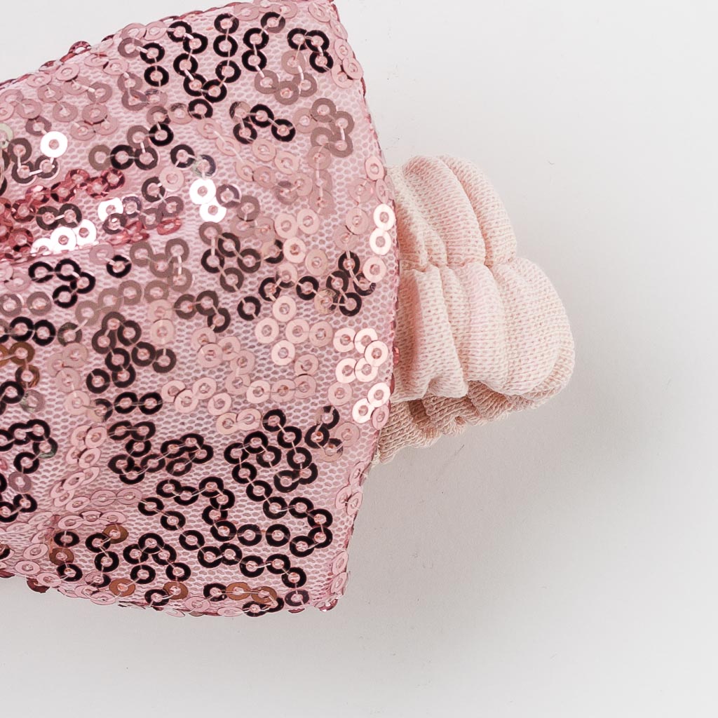 Βρεφικη κορδελα για τα μαλλια με φιογκο  MRV accessories  παγιετες Ροζ