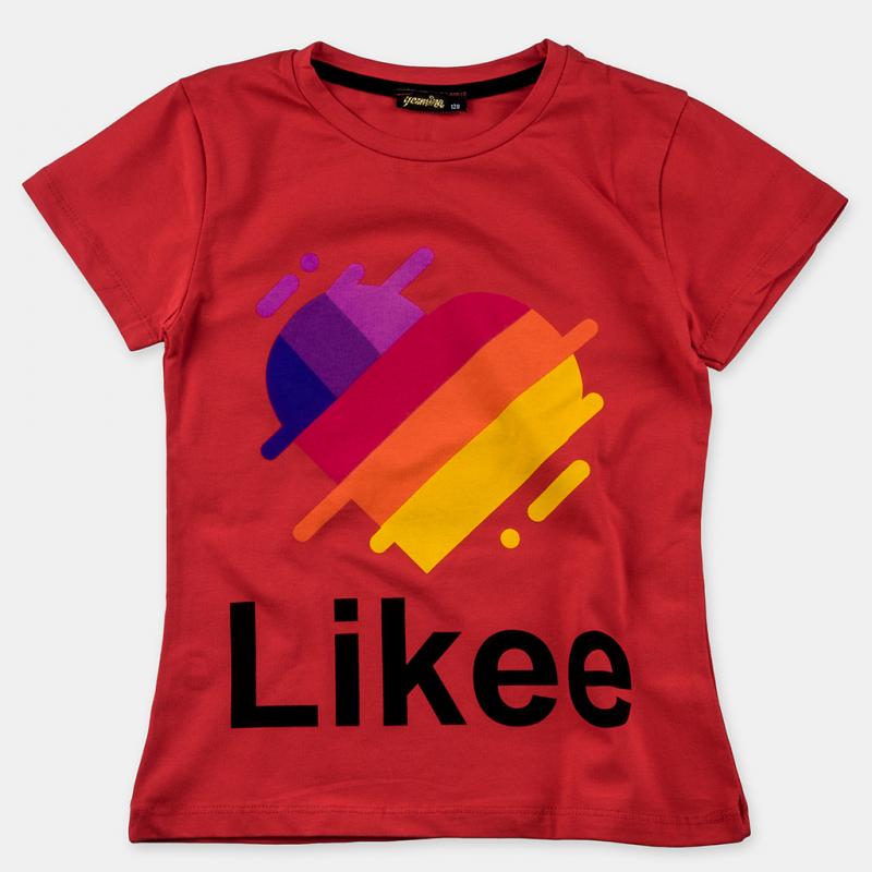 Детска тениска  момиче с щампа Likee - Червена