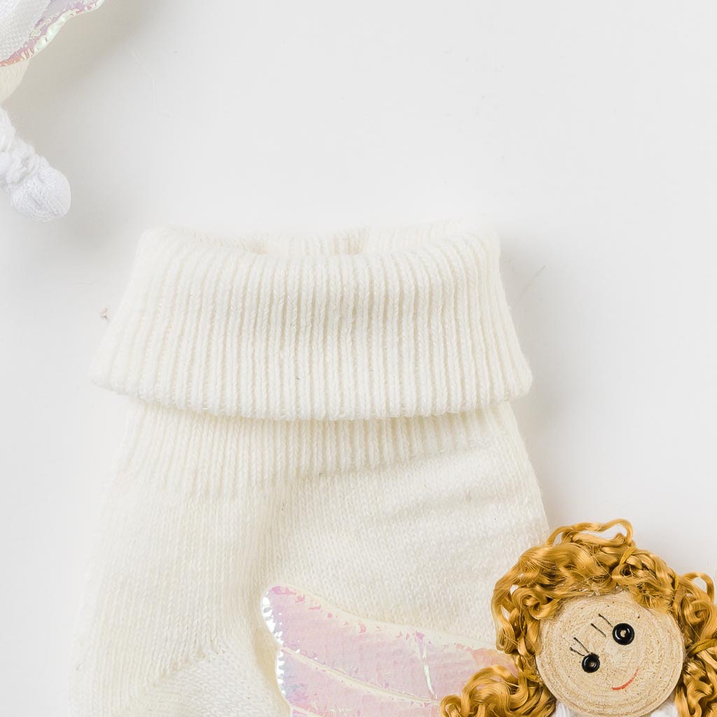Бебешки чорапки за момиче Mini Damla Angel Бял