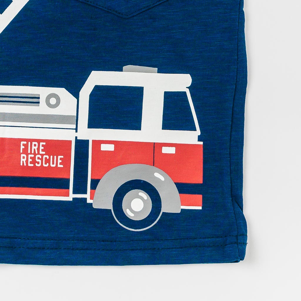Бебешка тениска за момче Mackays Fire Rescue Синя