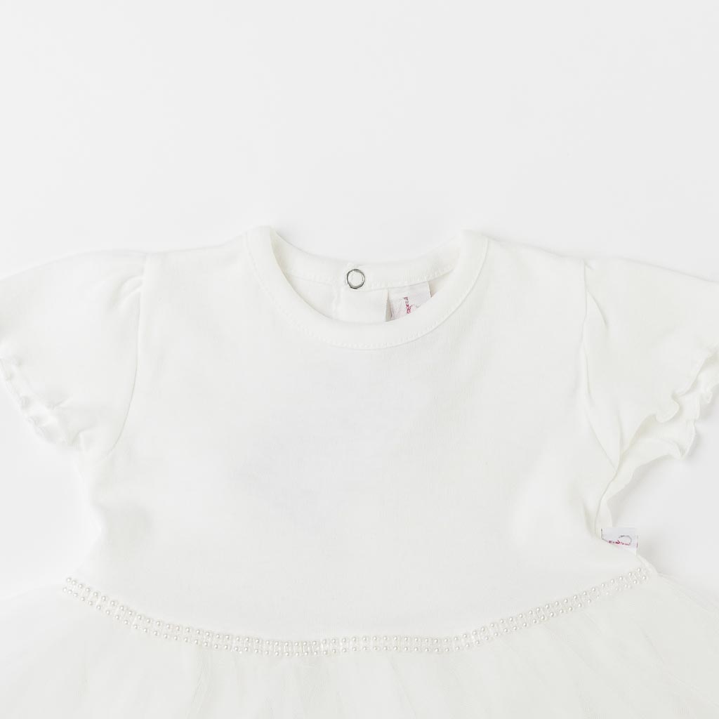 Бебешка рокля с къс ръкав и тюл Bulsen Бяла