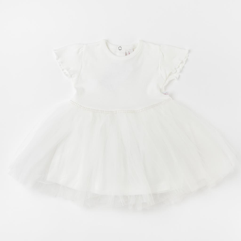 Бебешка рокля с къс ръкав и тюл Bulsen Бяла