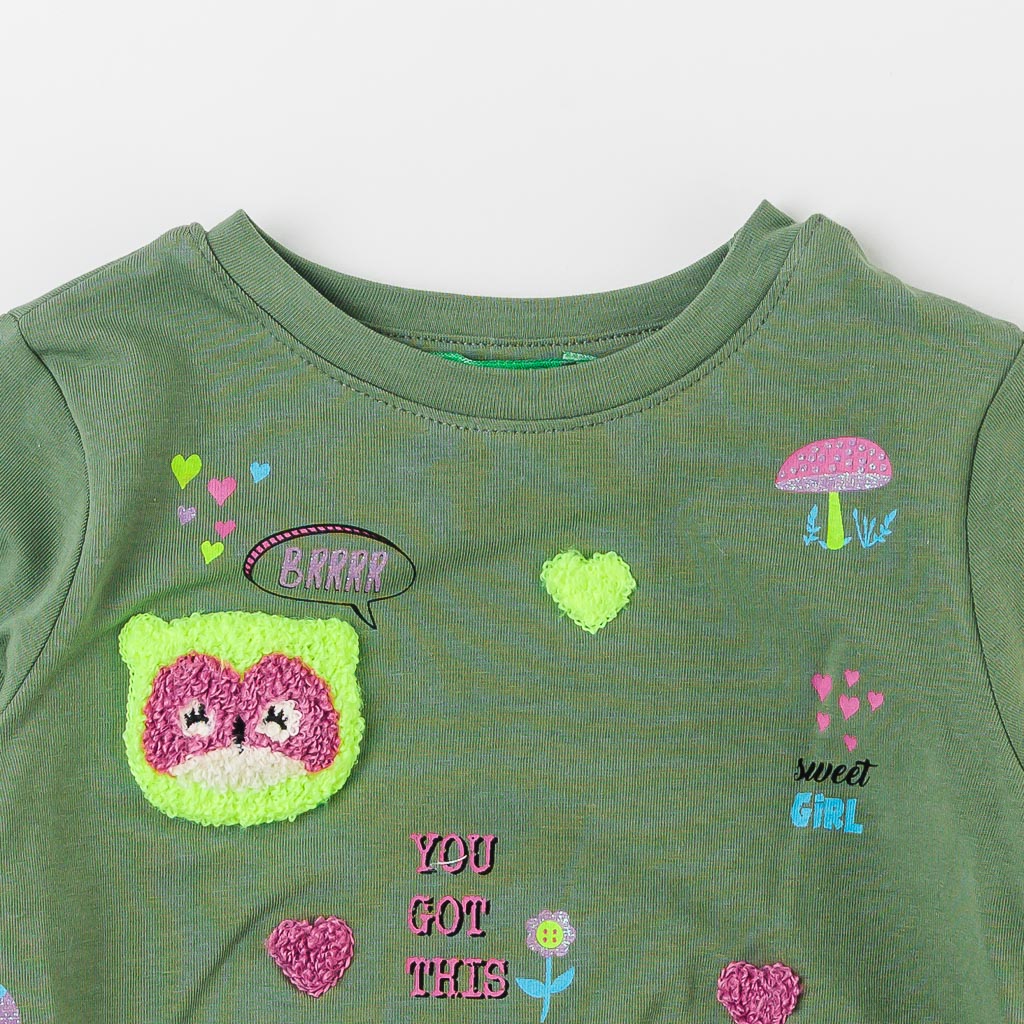 Παιδικη μπλουζα Για Κορίτσι  Cichlid  με μακρυ μανικι  Sweet Girl  Πρασινα