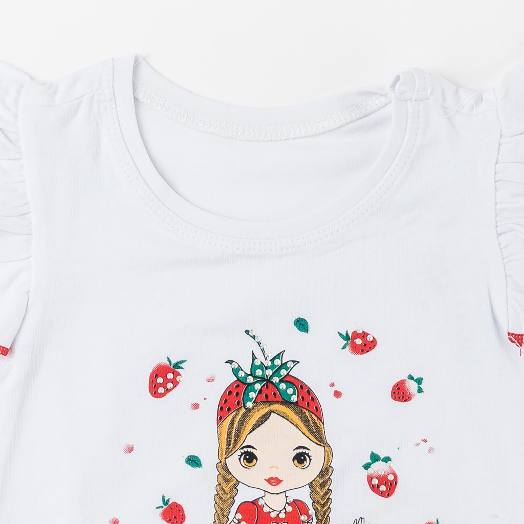Детска тениска Strawberry girl Бяла
