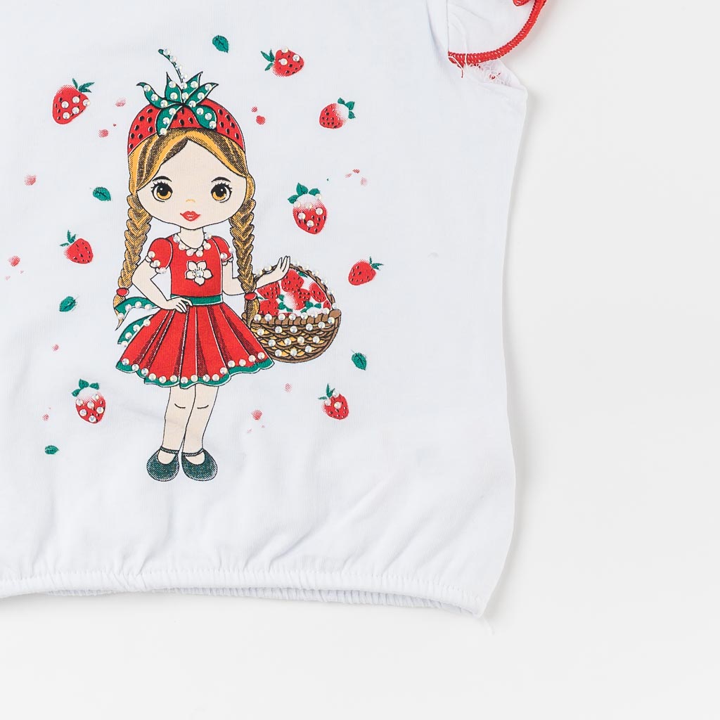 Детска тениска Strawberry girl Бяла