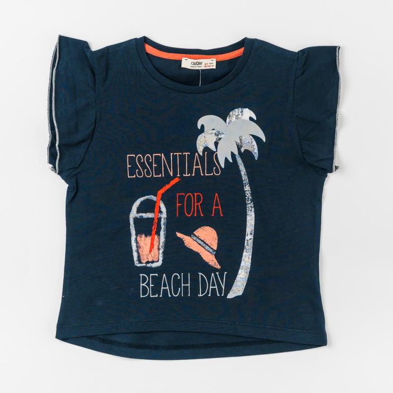 Detské tričko Pre dievčatko s odtlačkom  Cikoby   Essentials  Tmavomodrá