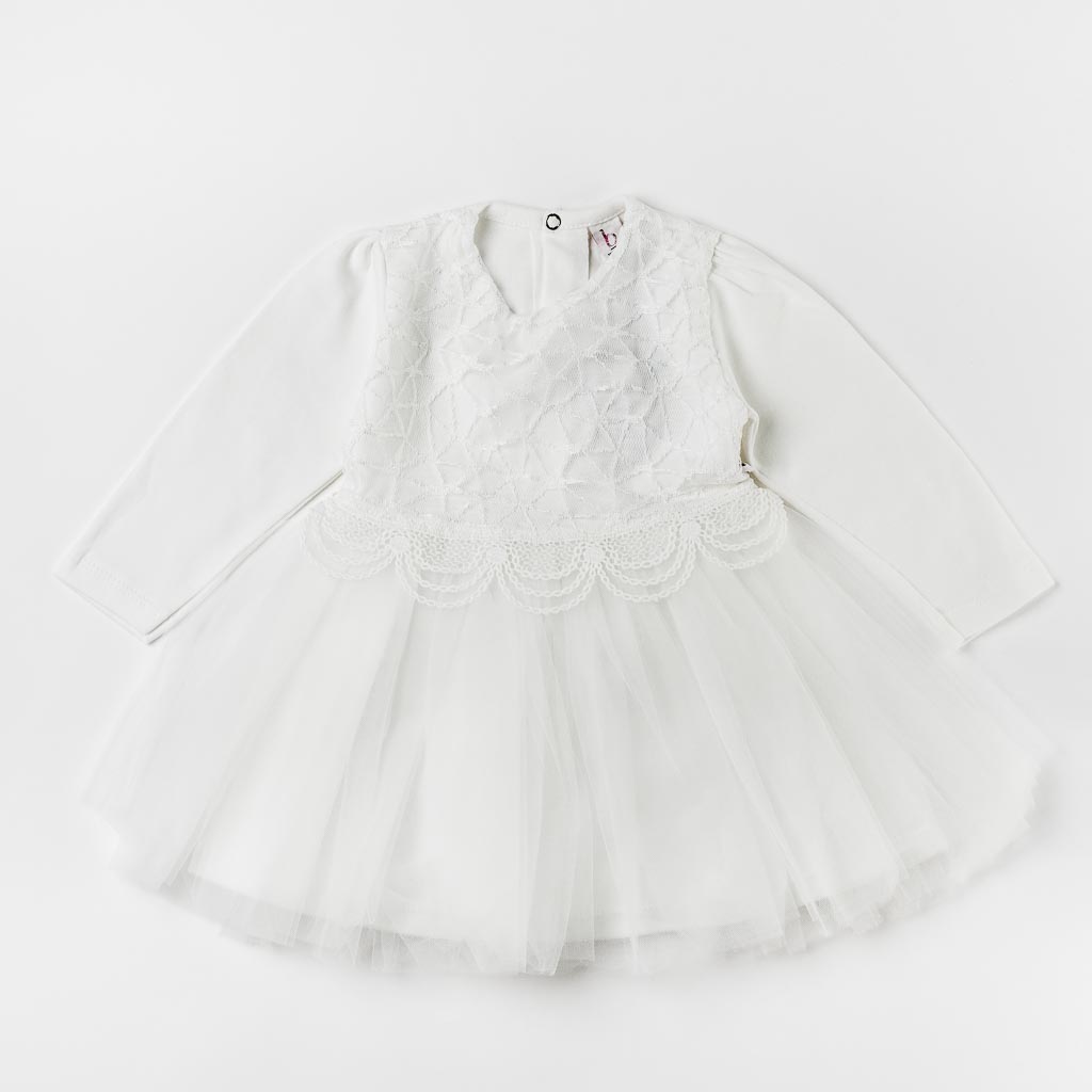 Βρεφικο φορεμα με τουλι με δαντελα  Bulsen Baby  ασπρα