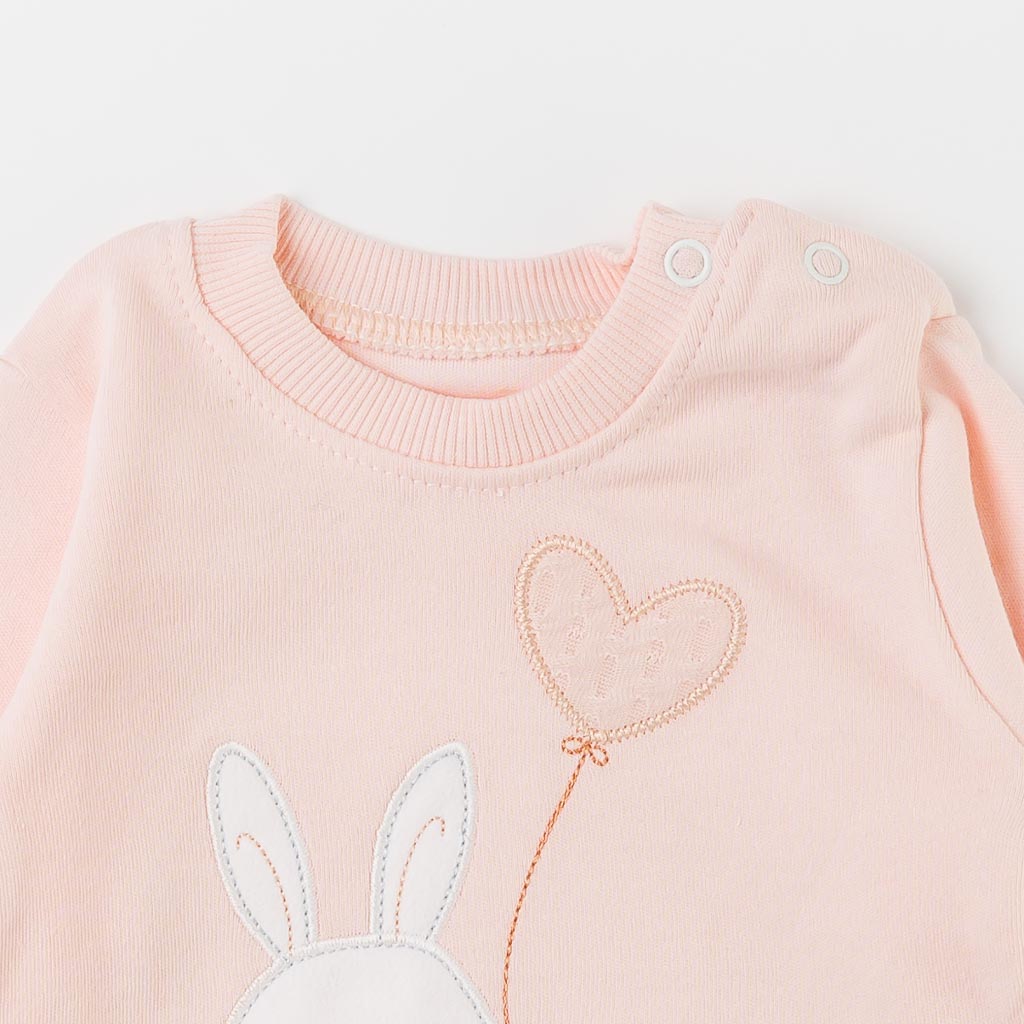 Бебешка блуза за момиче Rabbit Праскова