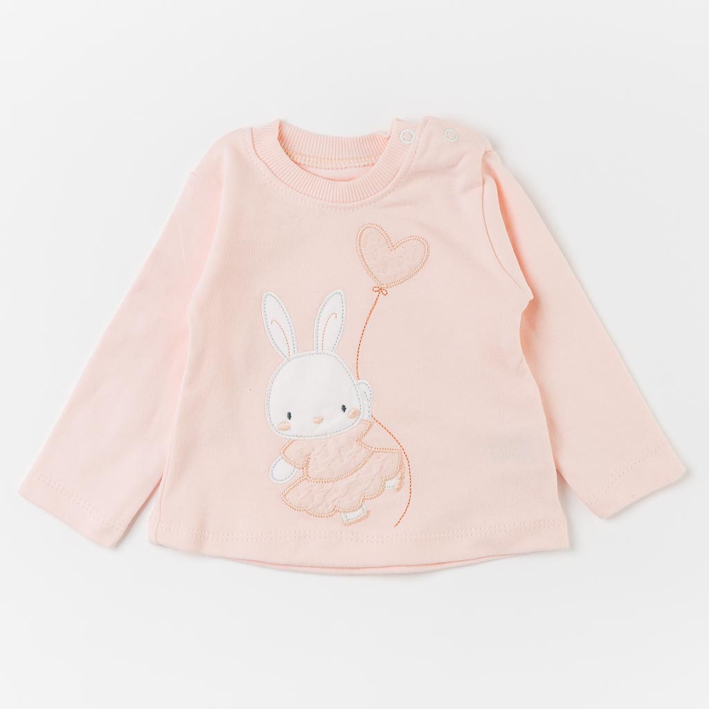 Бебешка блуза за момиче Rabbit Праскова