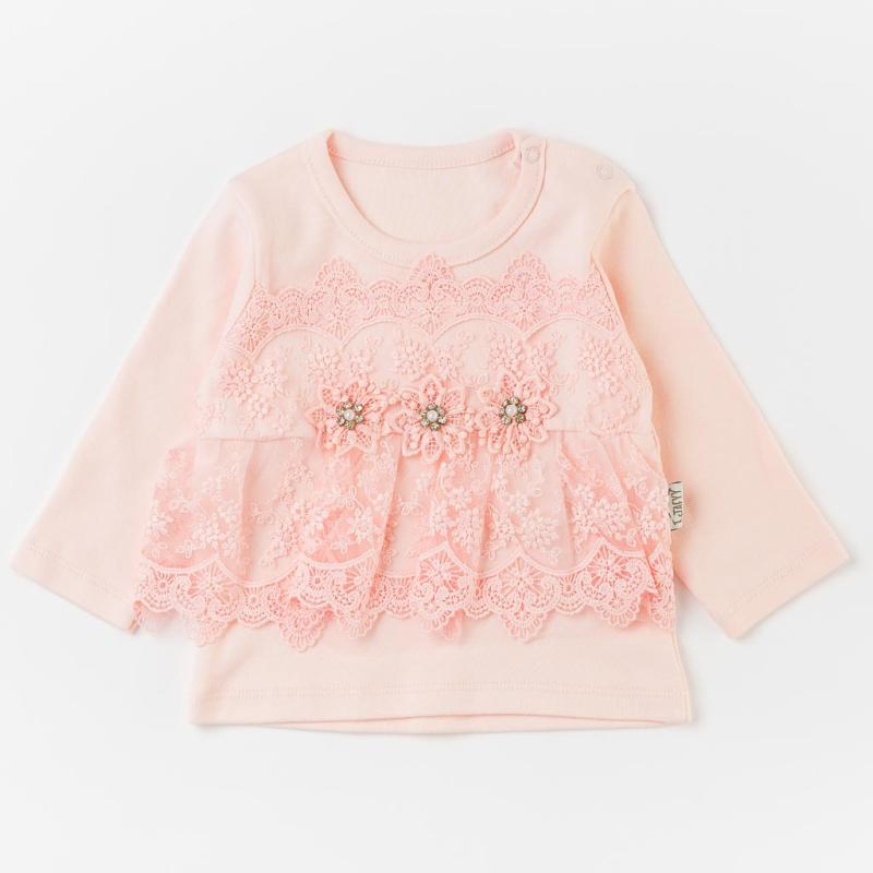 Baby blouse For a girl  Tafyy  with lace Peach