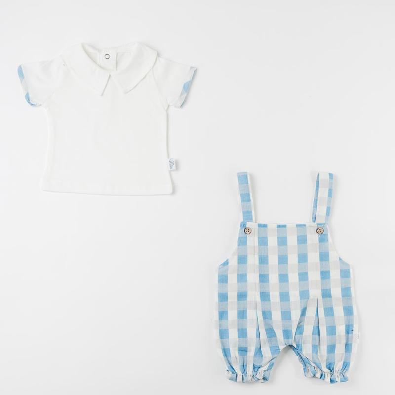 Бебешки комплект  момче тениска и гащеризон Jolly Joy Summer Time Син