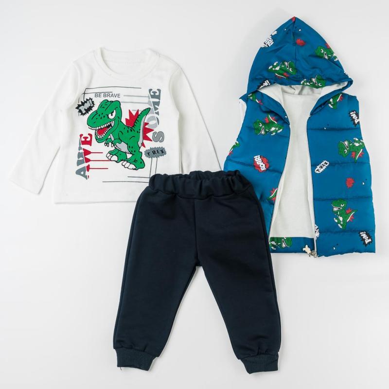 Βρεφικά σετ ρούχων απο 3 τεμαχια με γιλεκο Για Αγόρι  Partner Baby  Μπλε