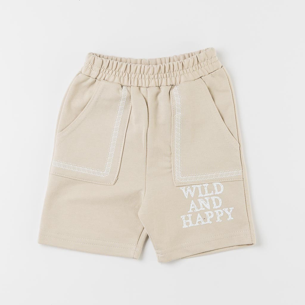 Бебешки комплект за момче тениска и къси панталонки Wild And Happy Син