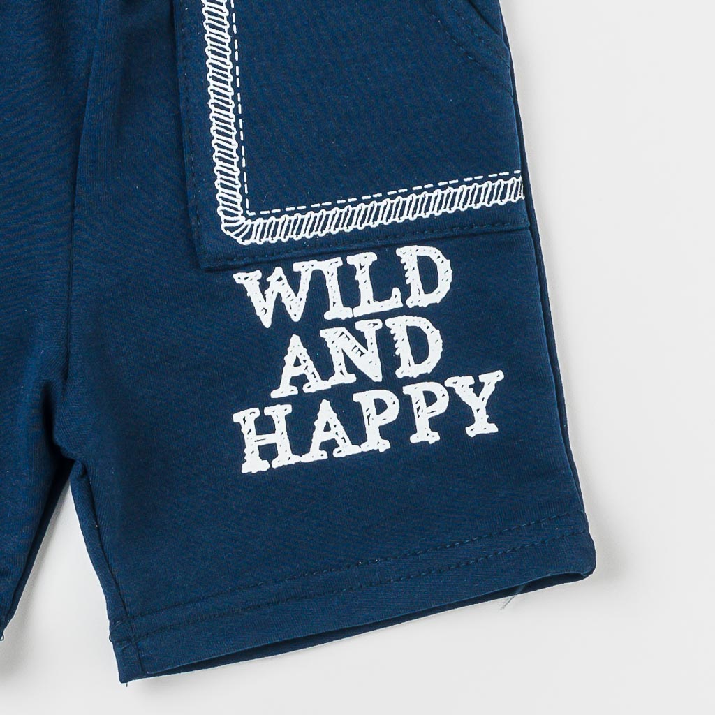 Бебешки комплект за момче тениска и къси панталонки Wild And Happy Зелен