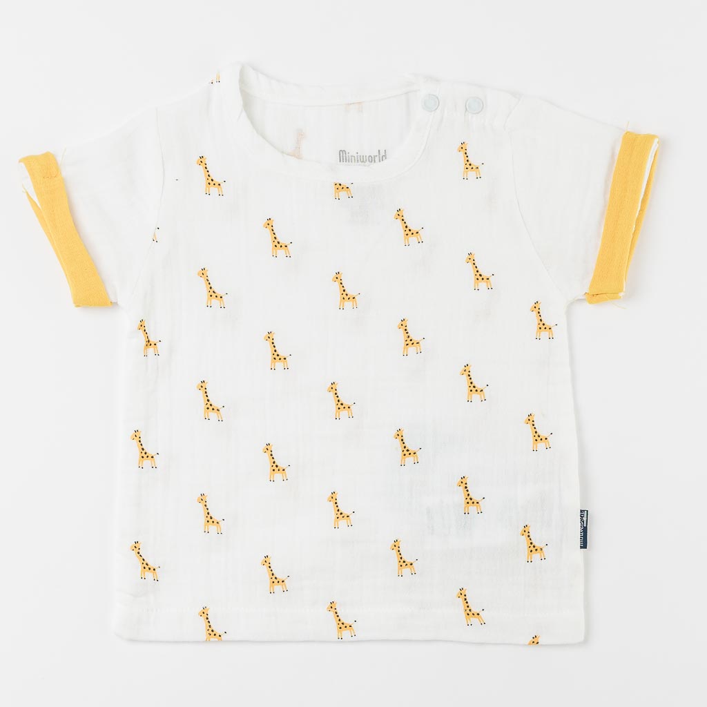 Βρεφικά σετ ρούχων με κοντο μανικι Για Αγόρι  Miniworld Giraffe  Ασπρο