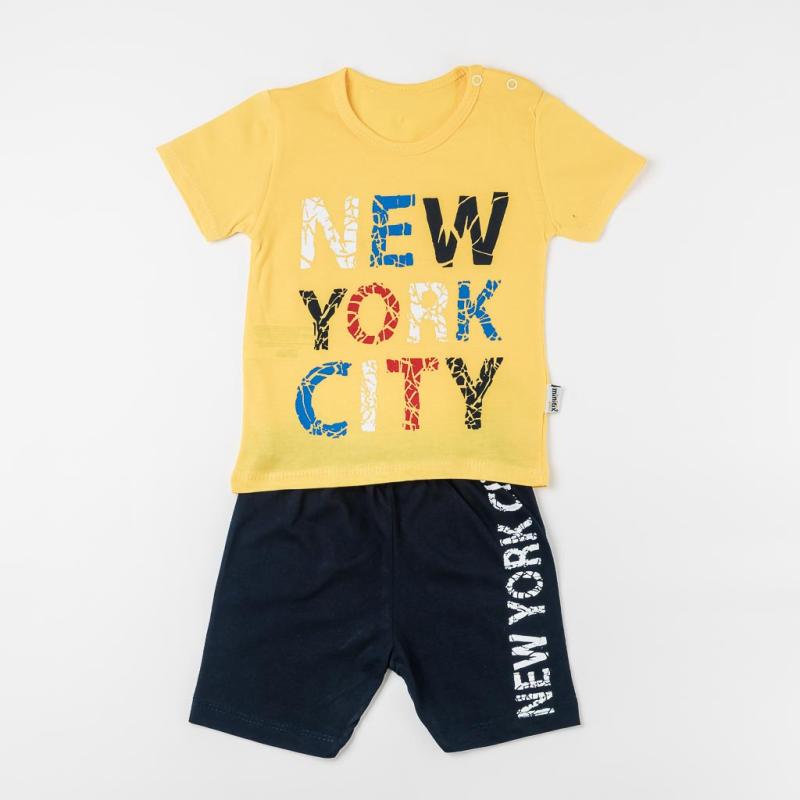 Childrens clothing set t-shirt and shorts For a boy  New York  Yellow