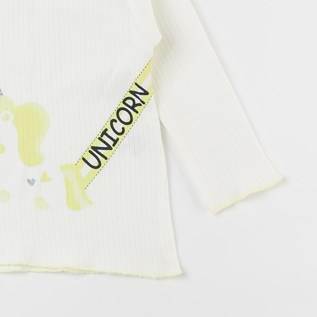 Бебешки комплект от 3 части за момиче Unicorn С елече Жълт