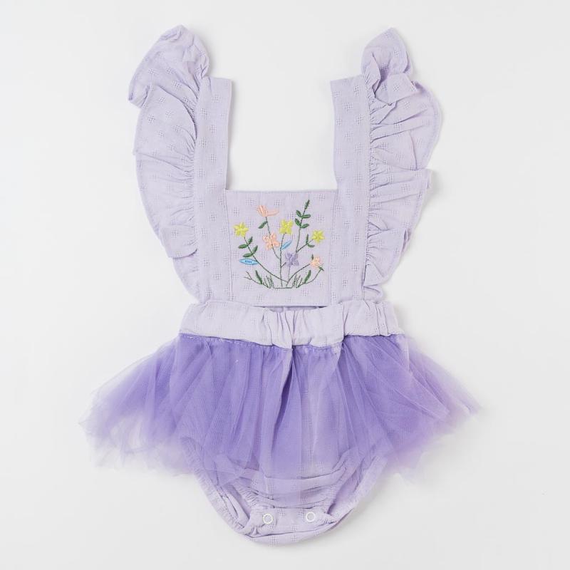 Baby bodysuit with tulle  Tuffito   Flower Girl  Purple