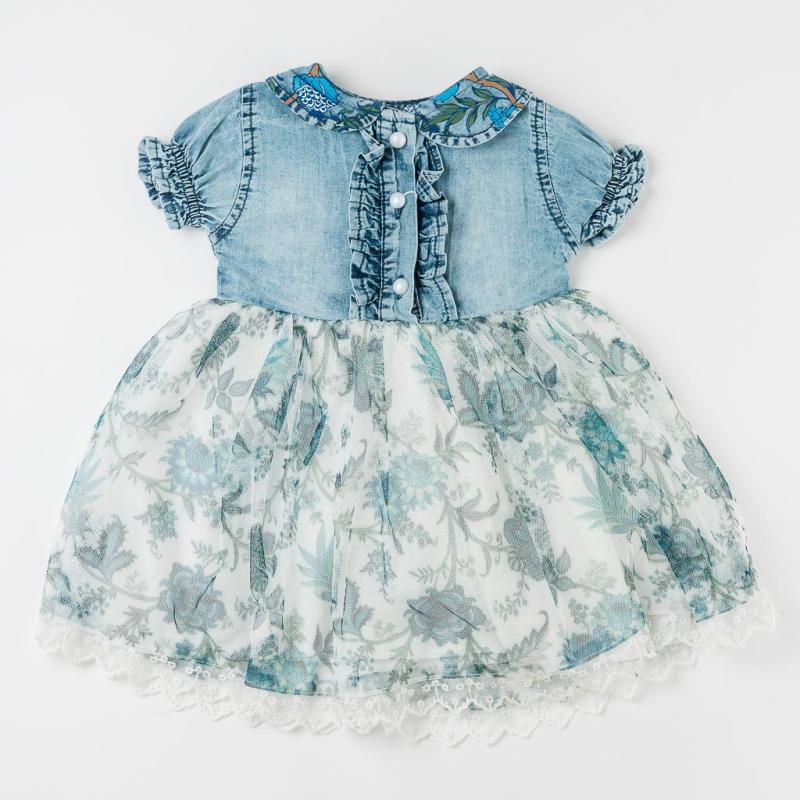 Childrens denim Dress with short sleeves and tulle  Sealy Kids