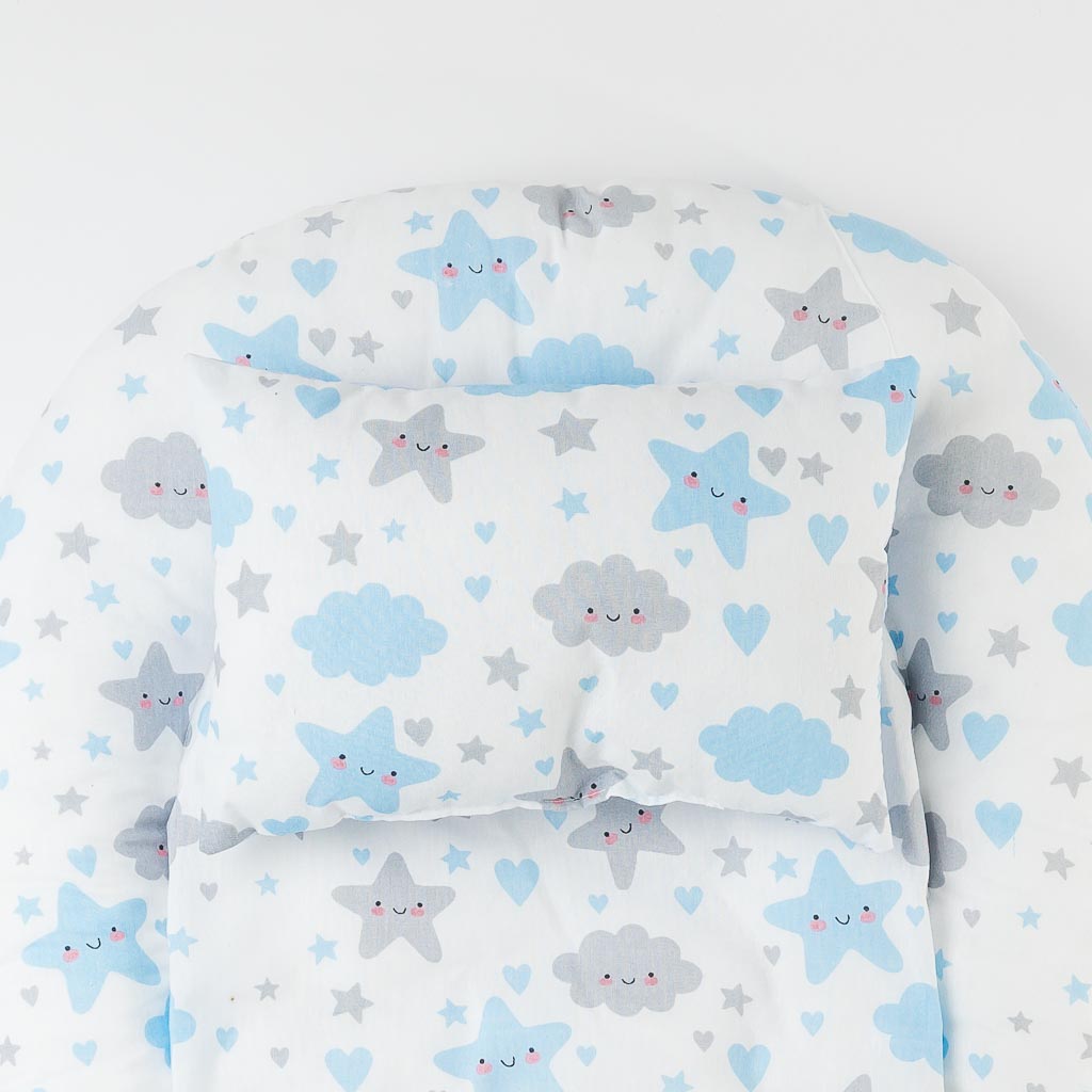 Бебешко гнездо  με μαξιλαρι Για Αγόρι  70x45 cm.   Sleepy Baby  Μπλε