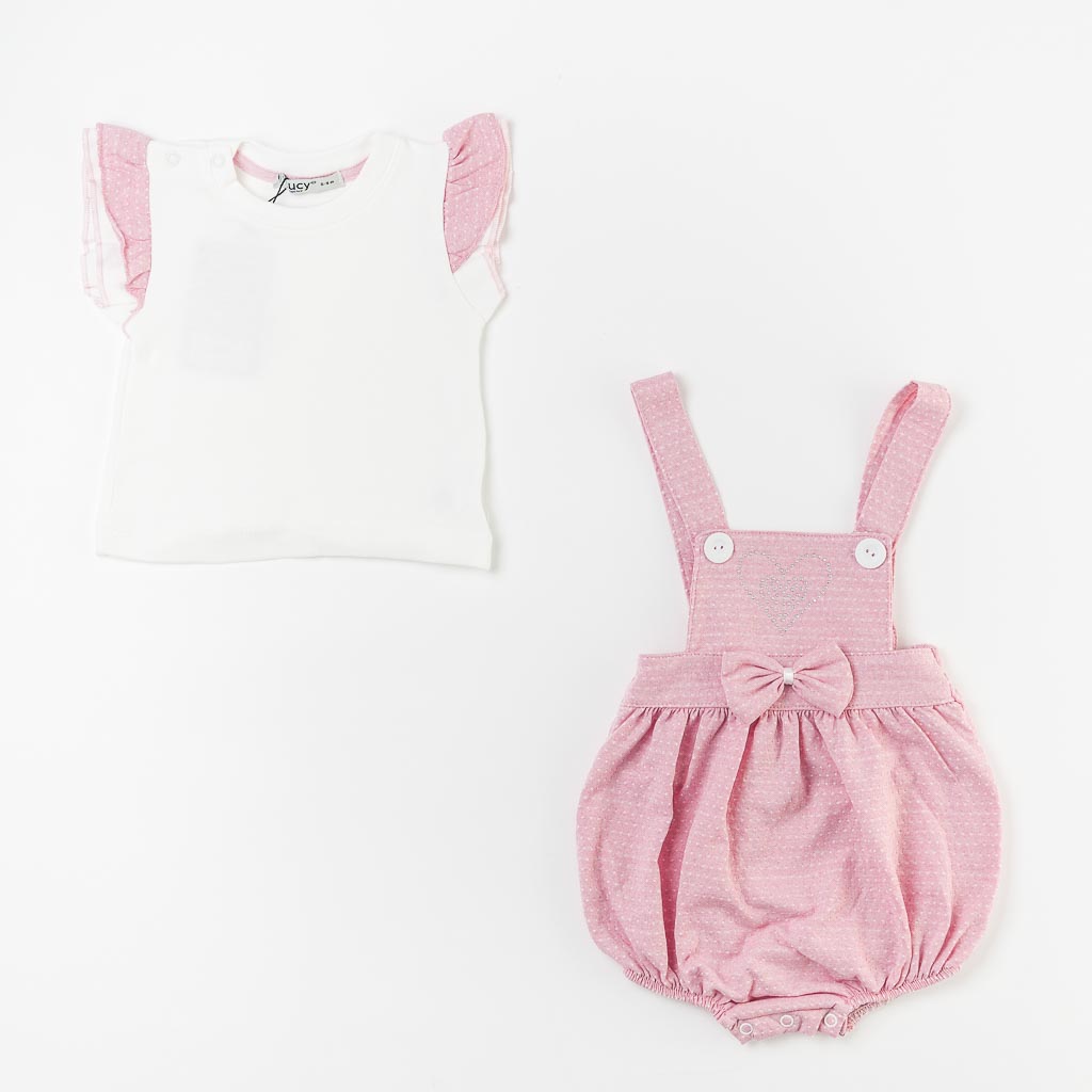 Βρεφικά σετ ρούχων Για Κορίτσι Κοντομάνικη μπλούζα με Φόρμα  Lucy Baby  Ροζ