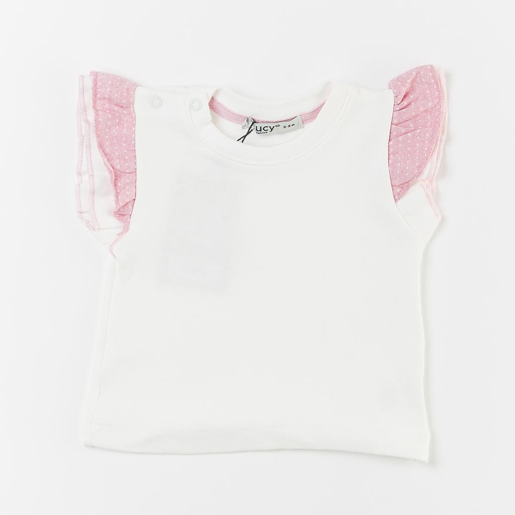 Бебешки комплект за момиче тениска и гащеризон Lucy Baby Розов