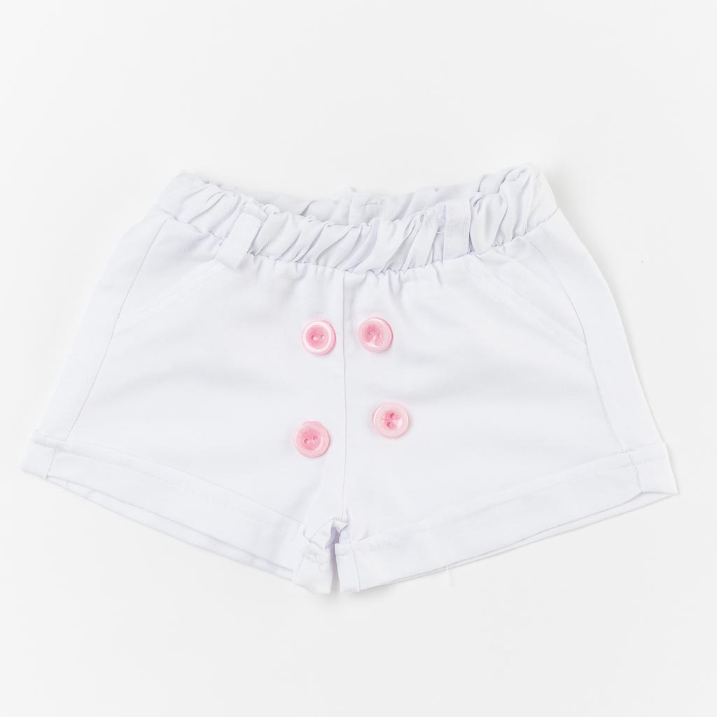 Бебешки комплект за момиче риза и къси панталонки Crown Розов