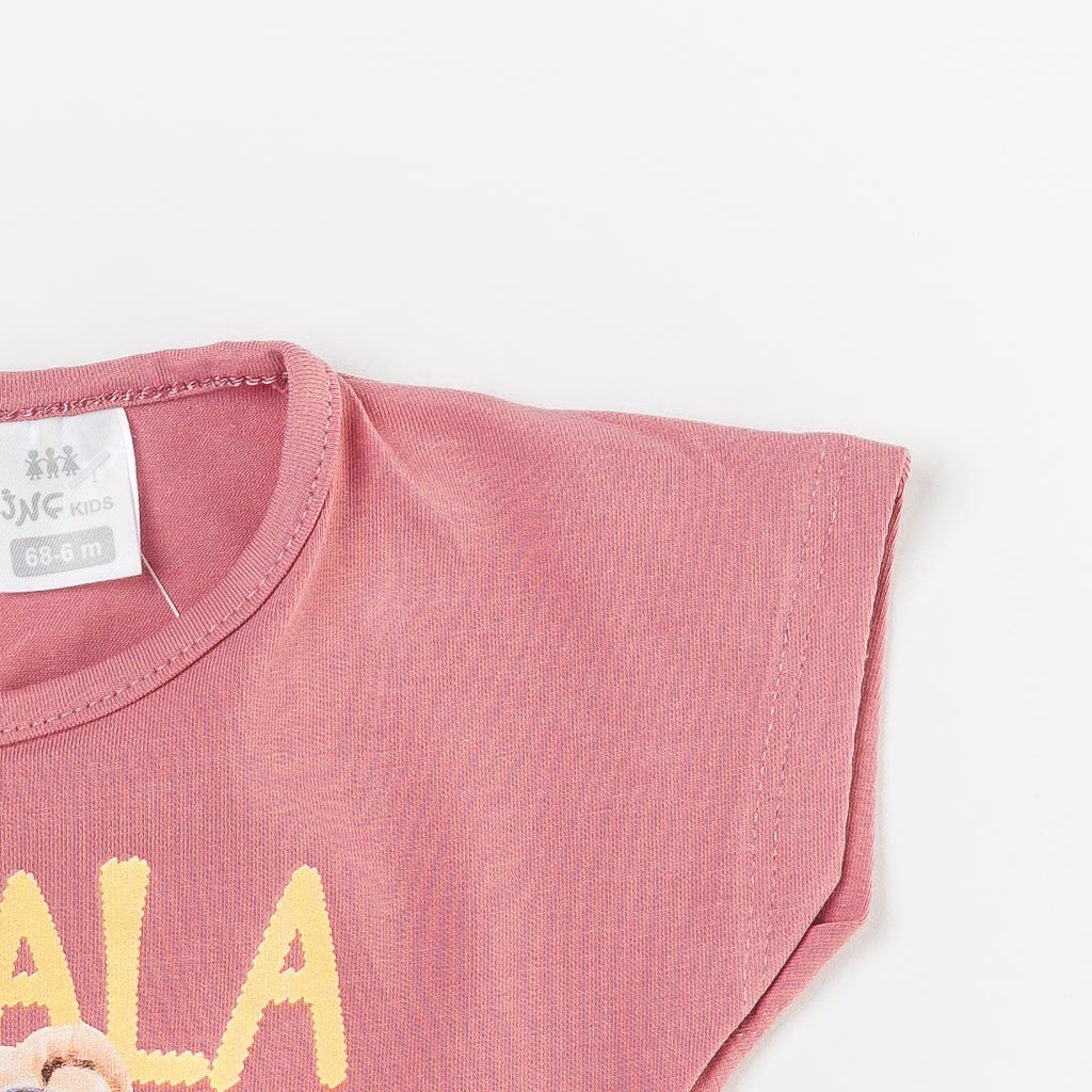 Беебешки комплект  Κοντομάνικη μπλούζα Κολάν και κορδελα για τα μαλλια  JNF Baby   Ohlala  Ροζ