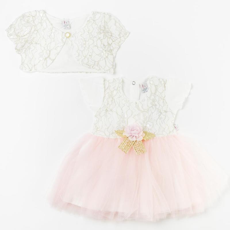 Baby formal dress with short sleeves and bolero  Bulsen Golden Baby Rose   Light pink