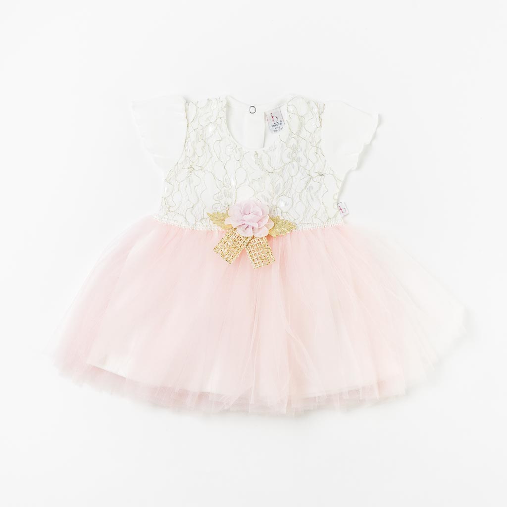 Βρεφικο επισημο φορεμα με κοντο μανικι με μπολερο  Bulsen Golden Baby Rose   Ανοιχτο ροζ