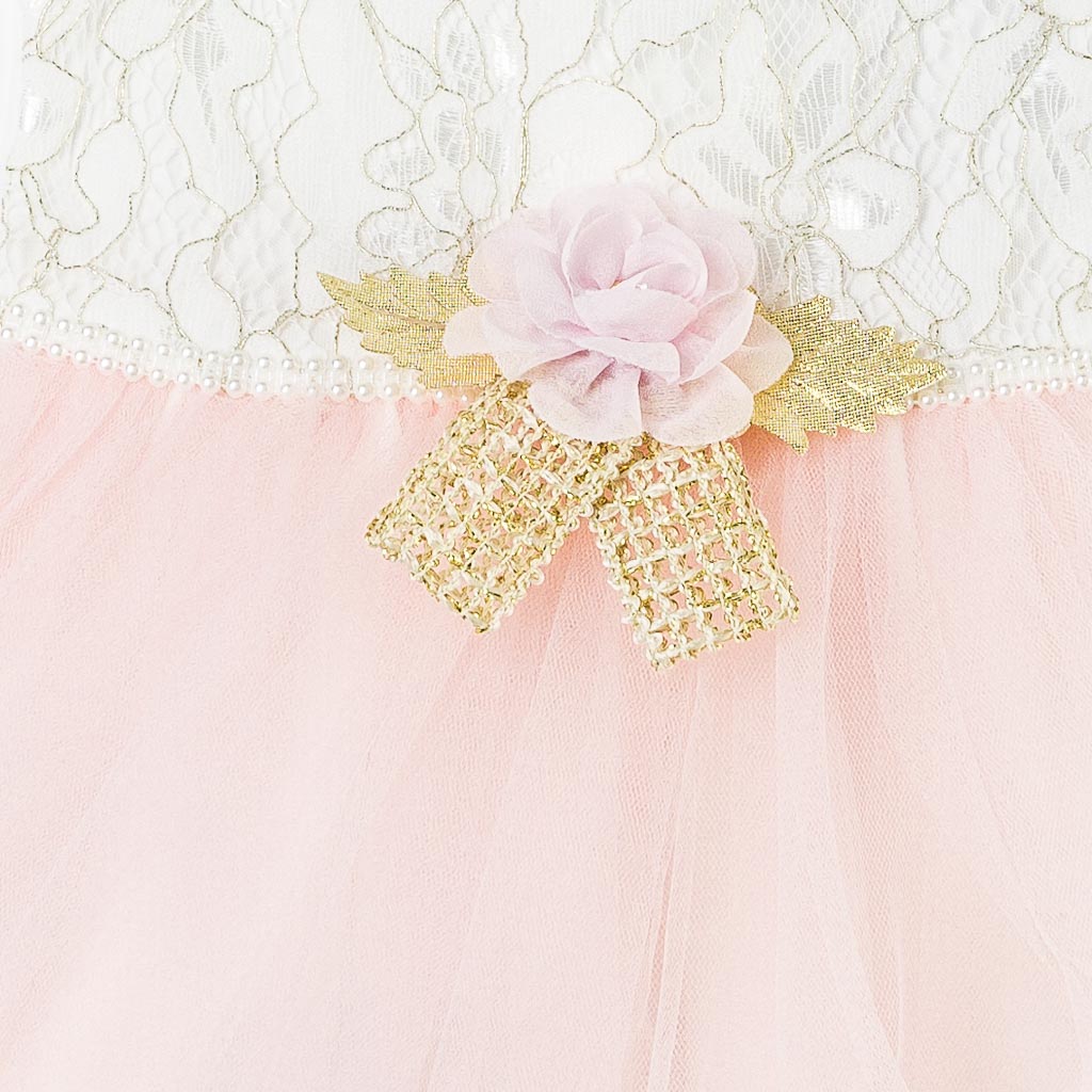 Βρεφικο επισημο φορεμα με κοντο μανικι με μπολερο  Bulsen Golden Baby Rose   Ανοιχτο ροζ