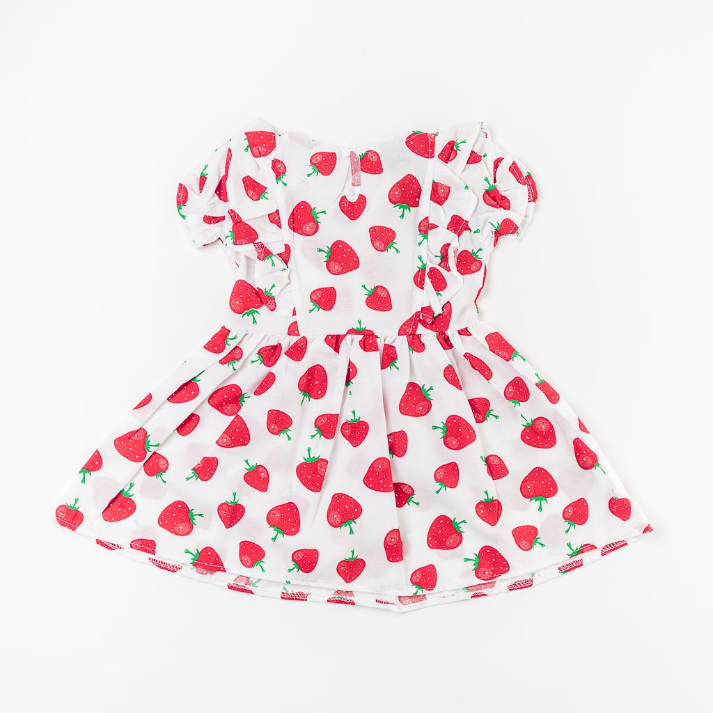 Детска лятна рокля от памук Strawberry Бяла