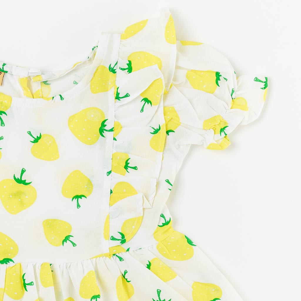 Детска лятна рокля от памук Lemons Бяла
