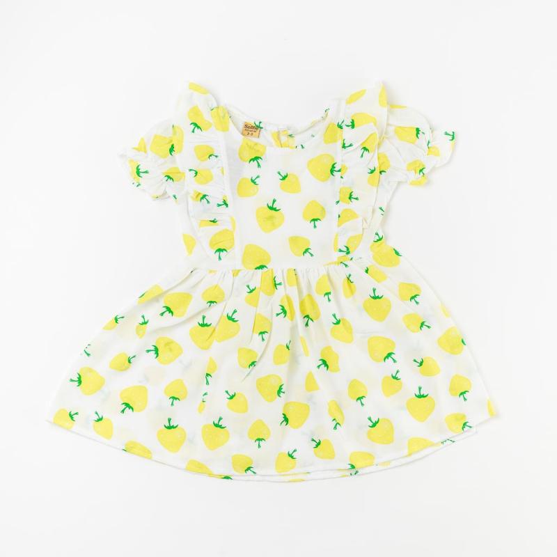 Детска лятна рокля от памук Lemons Бяла