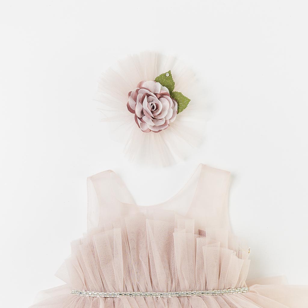 Παιδικο επισημο φορεμα με τουλι με διαμαντακια  Eleonora   Prom Queen  μπεζ