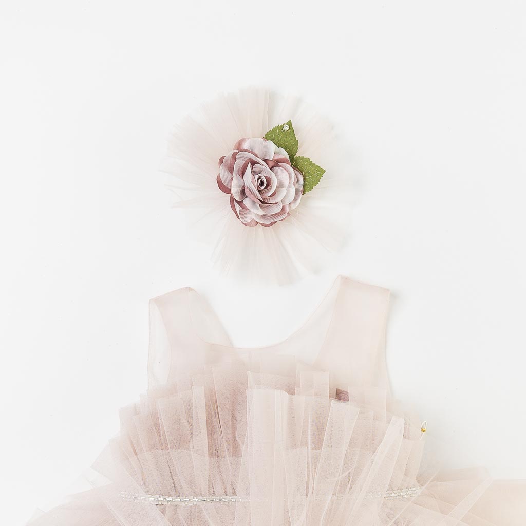 Παιδικο επισημο φορεμα με τουλι με διαμαντακια  Eleonora   Prom Queen  μπεζ