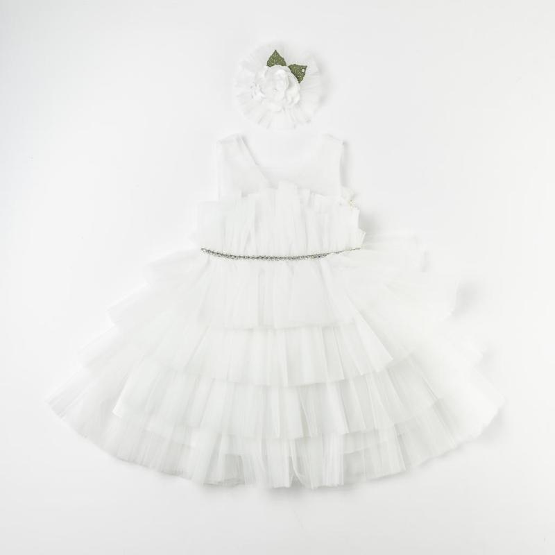 Childrens formal dress with tulle and gemstones  Eleonora   Prom Queen  White