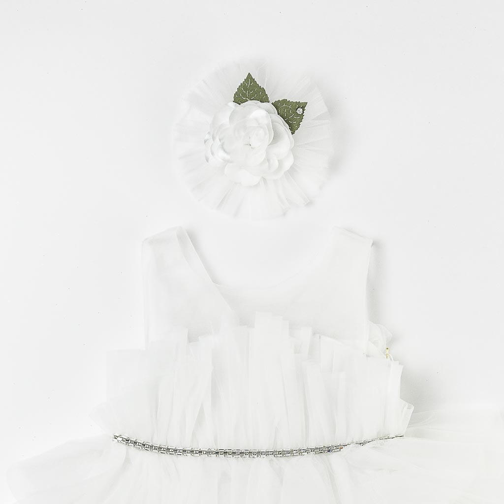 Παιδικο επισημο φορεμα με τουλι με διαμαντακια  Eleonora   Prom Queen  ασπρα