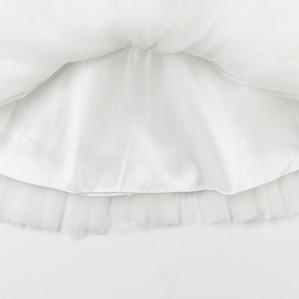 Παιδικο επισημο φορεμα με τουλι με διαμαντακια  Eleonora   Prom Queen  ασπρα
