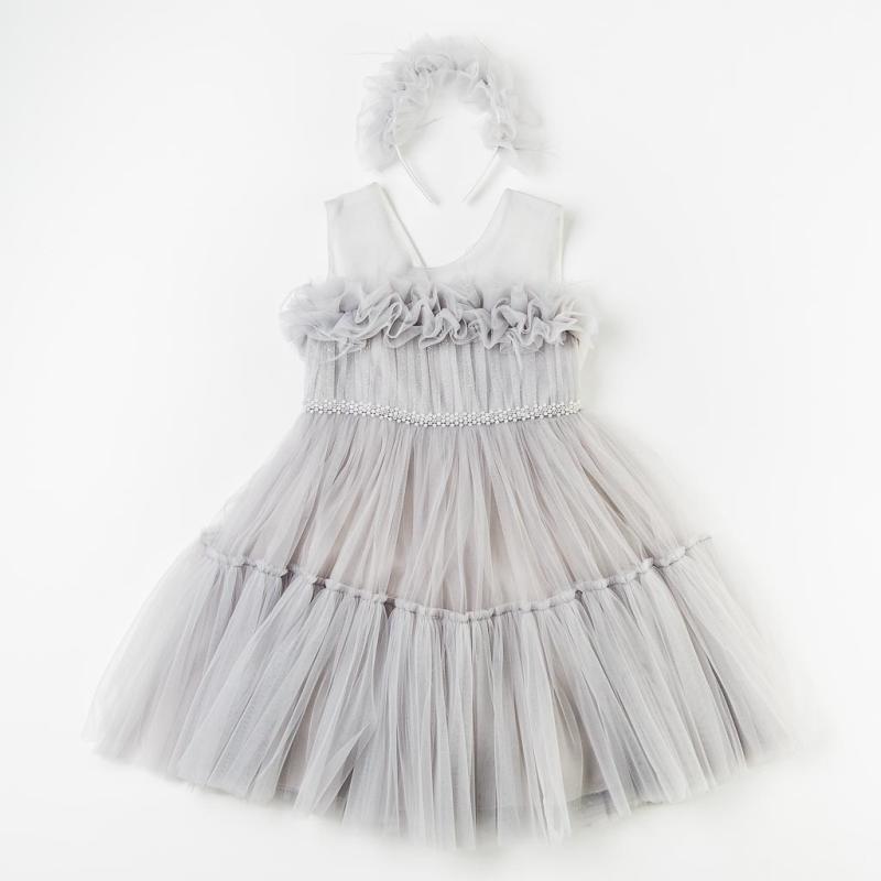 Childrens formal dress with tulle and tiara  Miss Lucia Just Precious  Gray