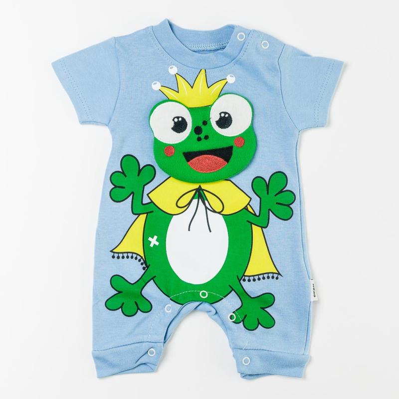 Kojenecká kombinéza krátké rukávy Pro chlapce  Smiling Frog  Modrý
