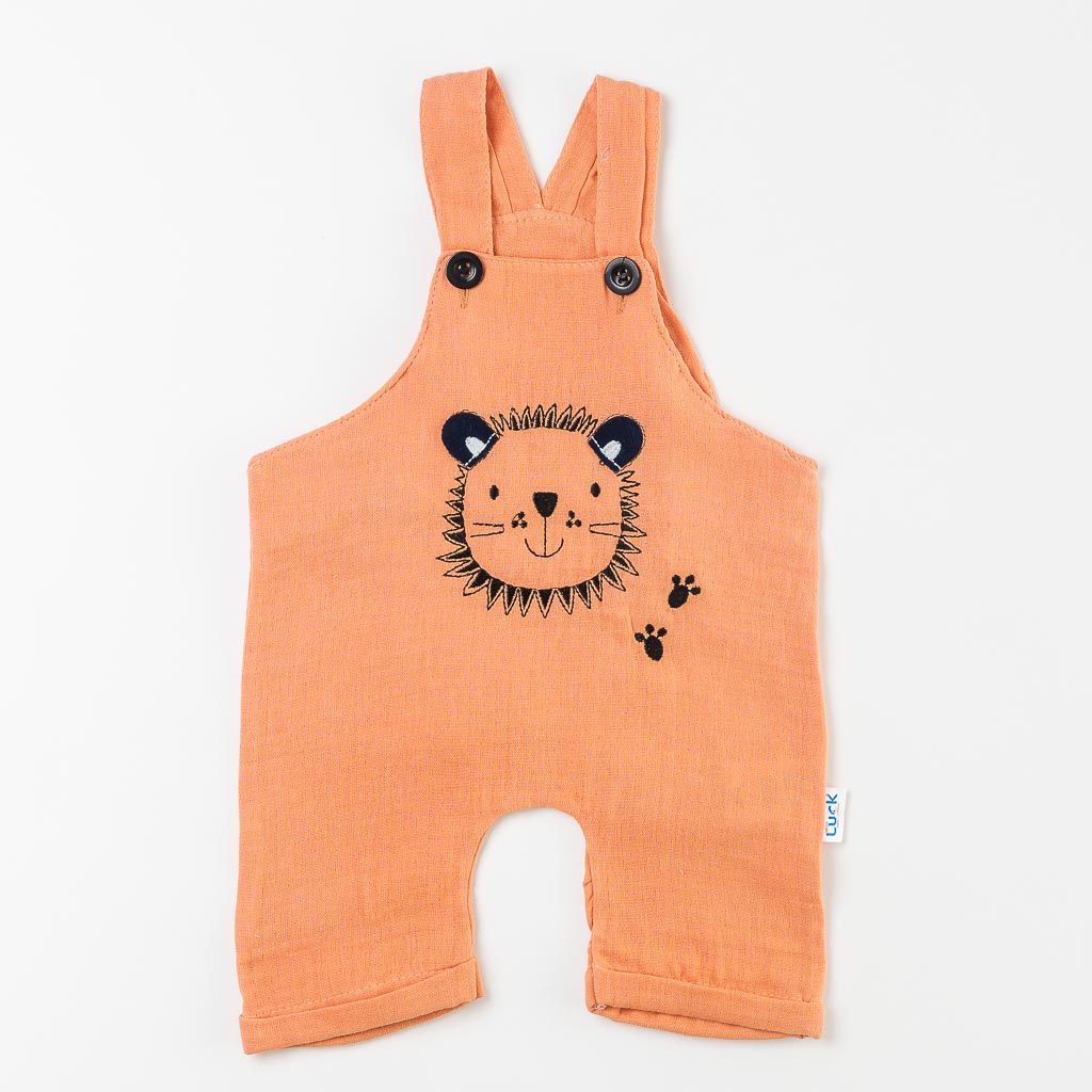 Βρεφικά σετ ρούχων Κοντομάνικη μπλούζα με Φόρμα  Mini Love - Little Lion  Πορτοκαλη