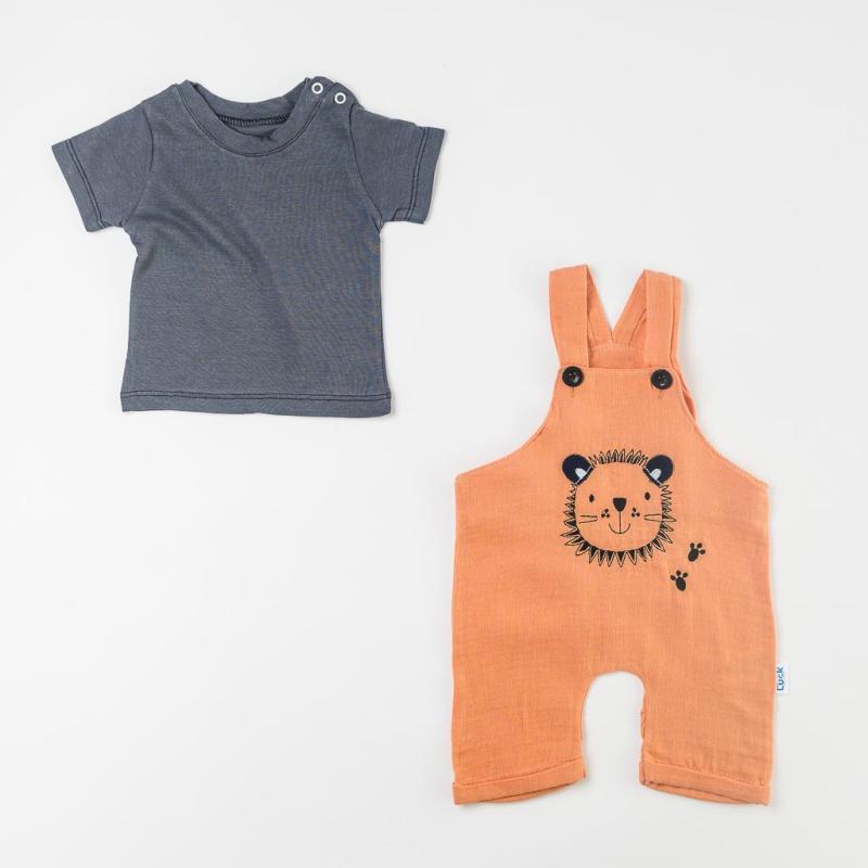 Kojenecká souprava Tričko a Kombinéza  Mini Love - Little Lion  Oranžový