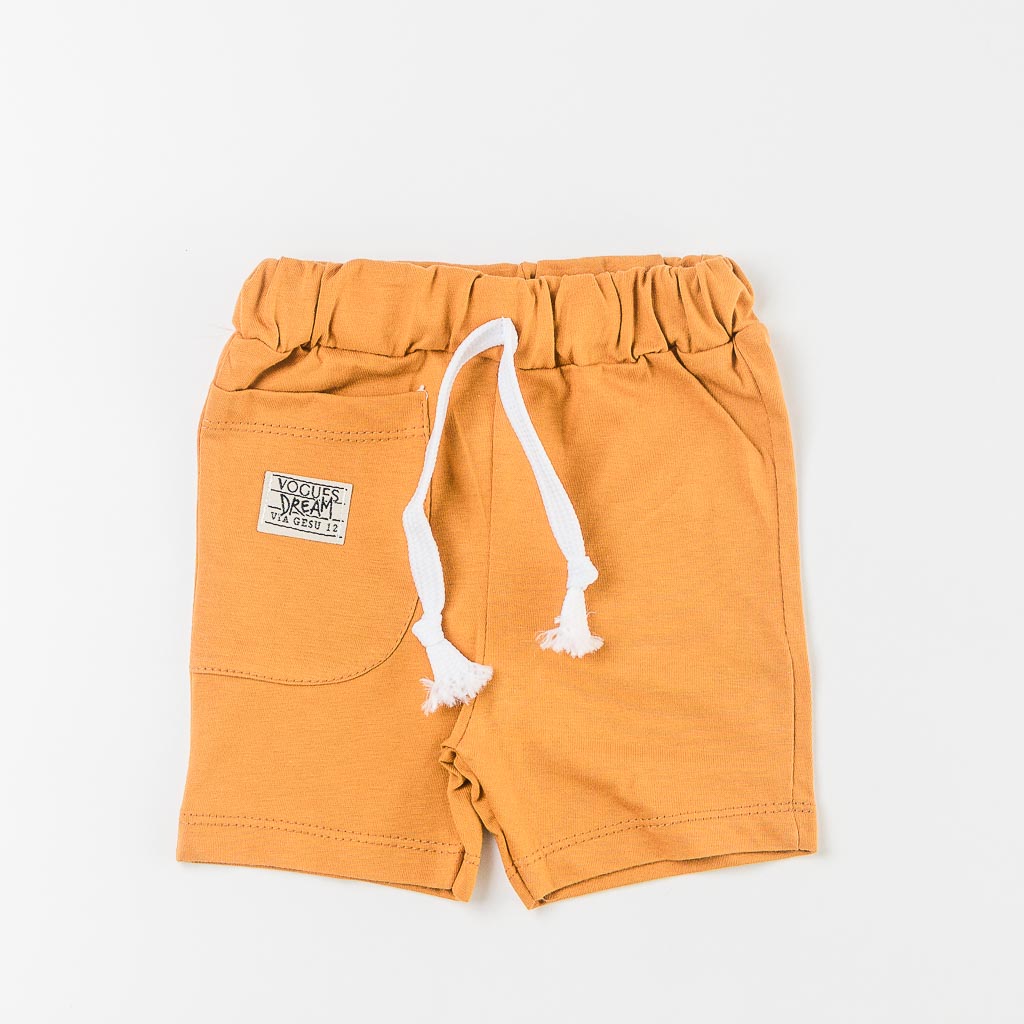 Бебешки комплект тениска и къси панталонки за момче Boys Club Кафяв