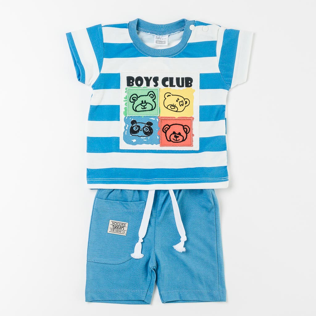 Бебешки комплект тениска и къси панталонки за момче Boys Club Син