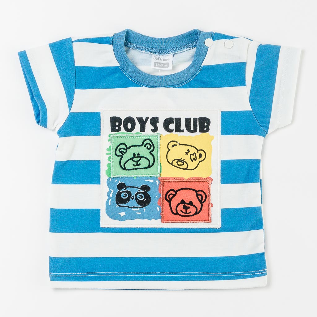 Бебешки комплект тениска и къси панталонки за момче Boys Club Син